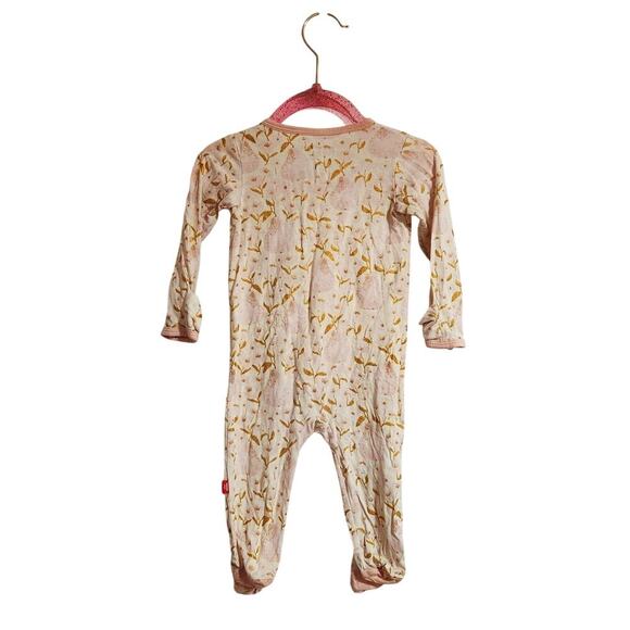 Magnetic Me Floral Pink/ Gold Spring Summer Overall Footie 3-6 Months -E5 - Picture 5 of 5